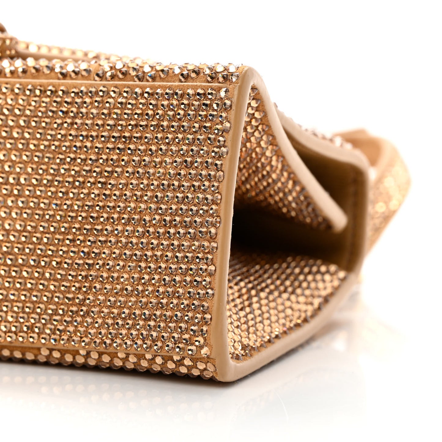 Strass Suede Hourglass Top Handle Bag XS Gold