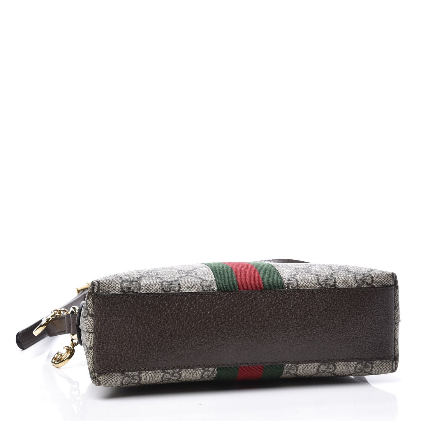 GG Supreme Monogram Textured Dollar Calfskin Web Small Ophidia Dome Shoulder Bag Beige Ebony New Acero
