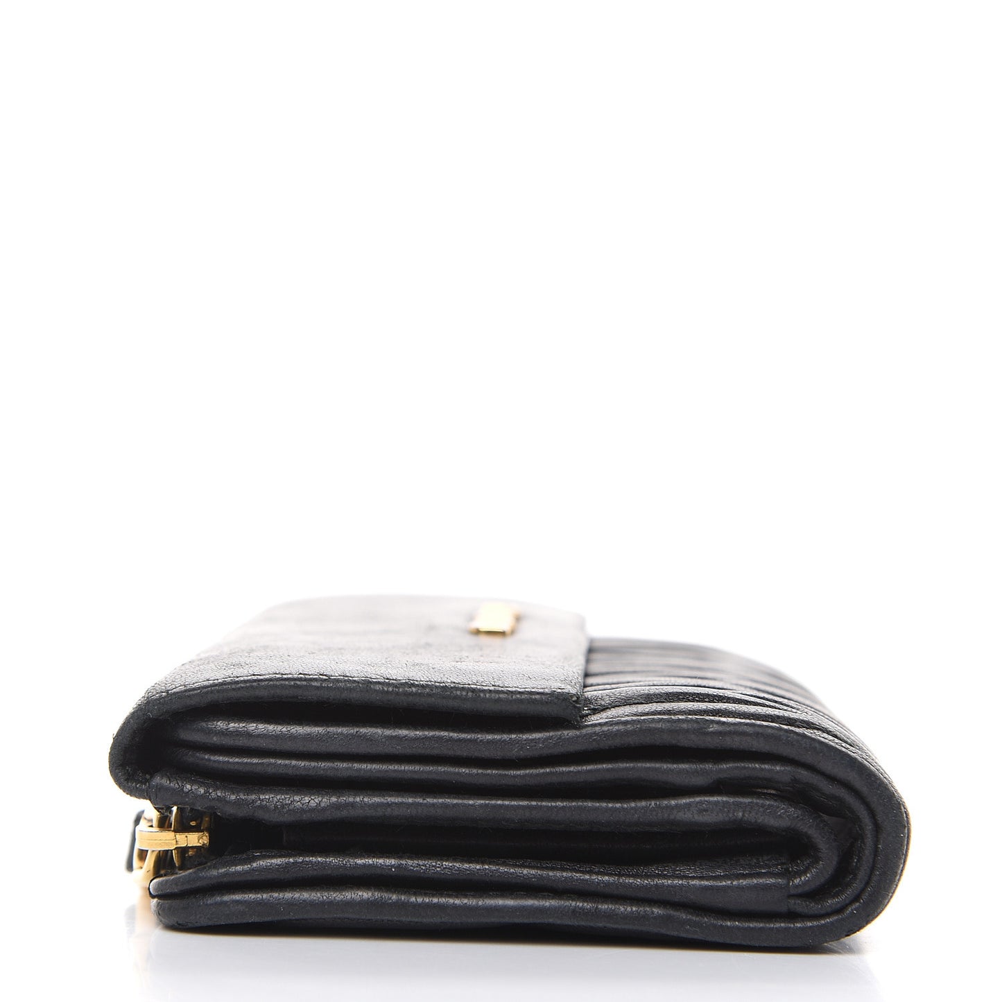 Nappa Matelasse Tri-Fold Flap Wallet Black