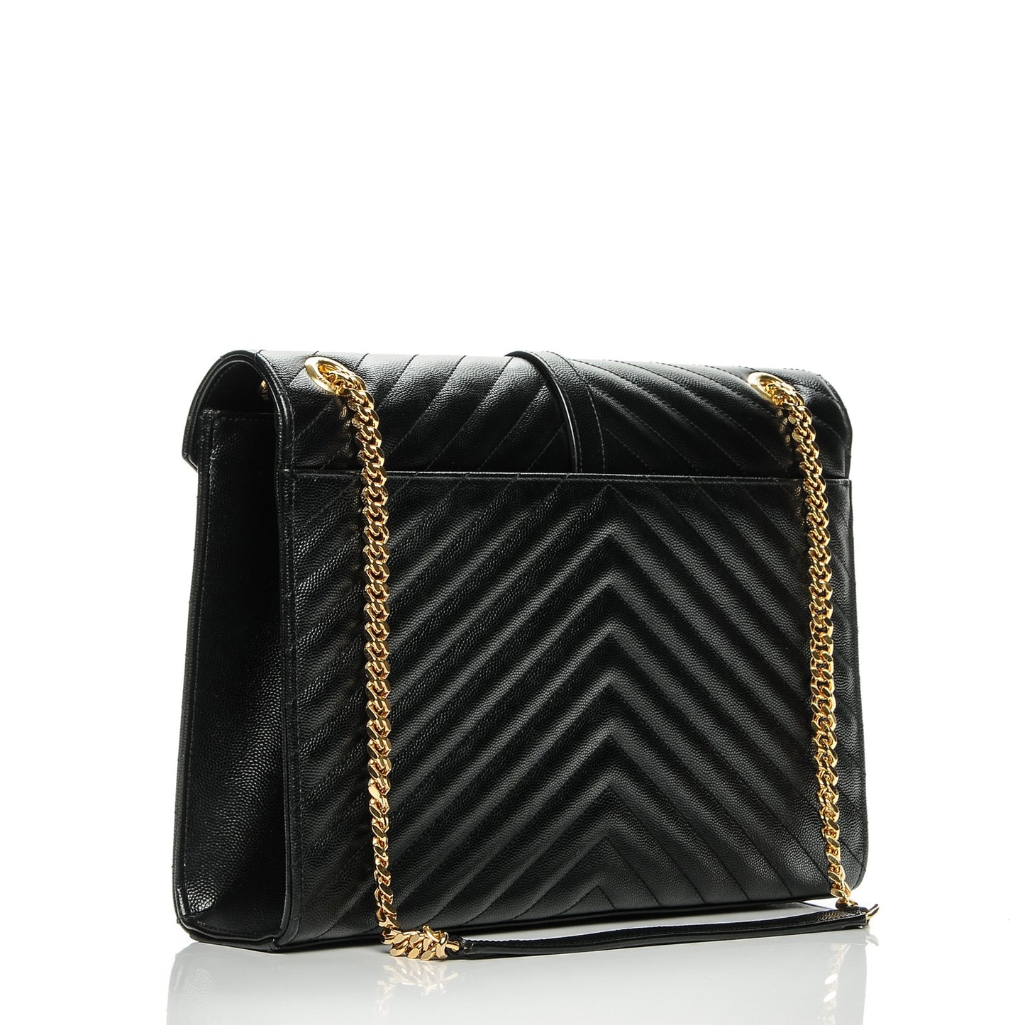 Grain De Poudre Matelasse Chevron Large Monogram Satchel Black