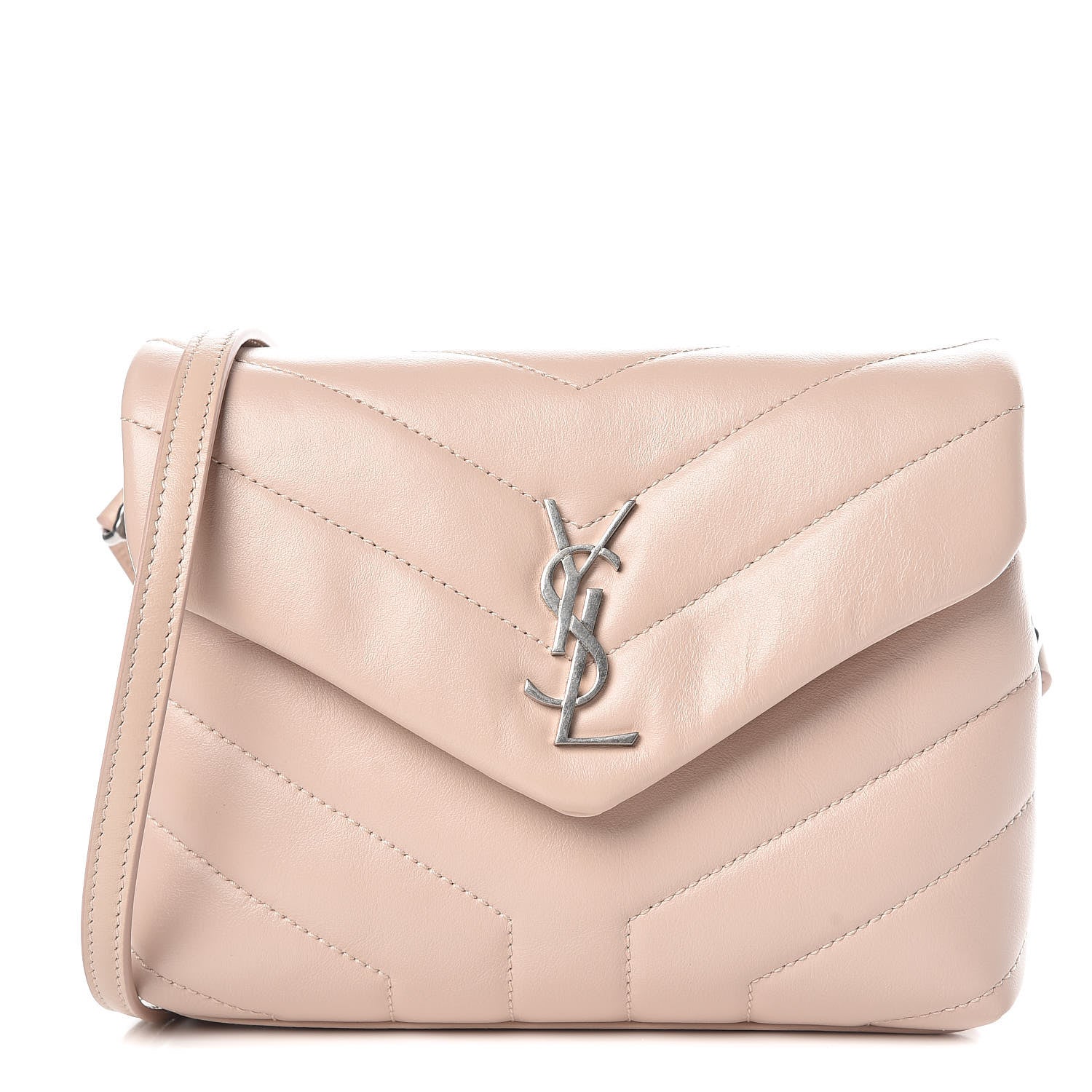Saint Laurent Calfskin Y Quilted Monogram Toy Loulou Crossbody Bag Marble Pink 1 of 10