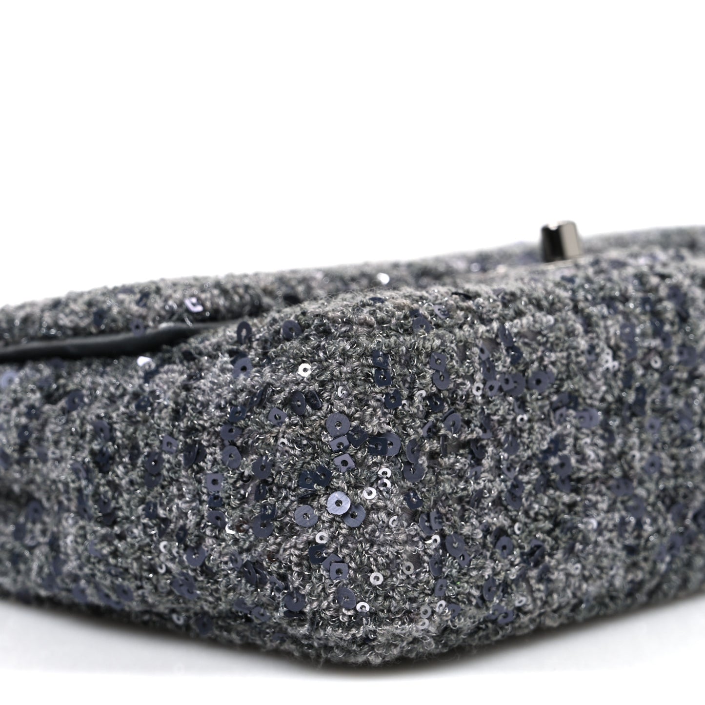 Sequin Quilted Small Single Flap Grey Dark Grey