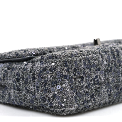 Chanel Sequin Quilted Small Single Flap Grey Dark Grey 9 of 10
