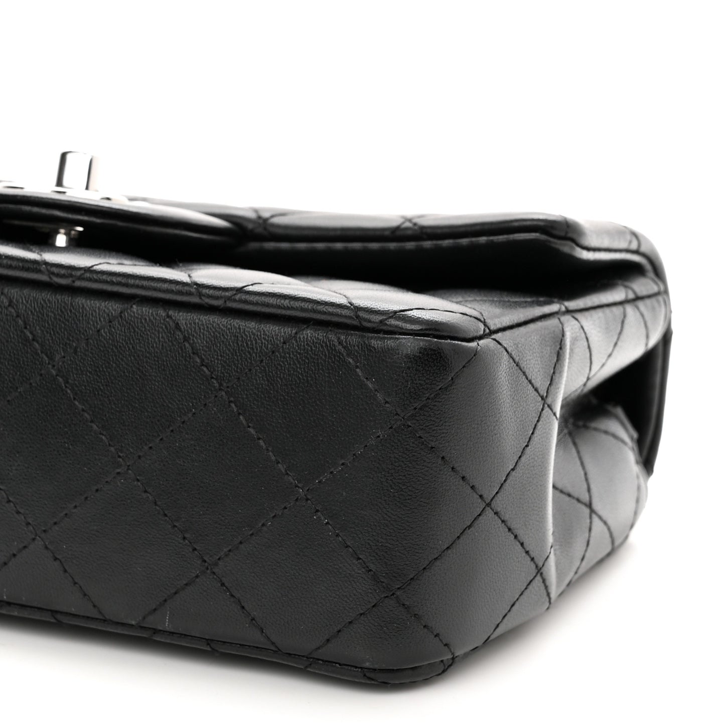Lambskin Quilted Mini Rectangular Flap Black
