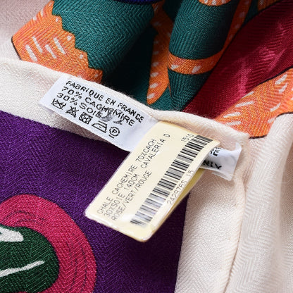 Hermes Cashmere Silk Cavalleria D'Etriers Shawl 140 Rose Vert Rouge 4 of 4