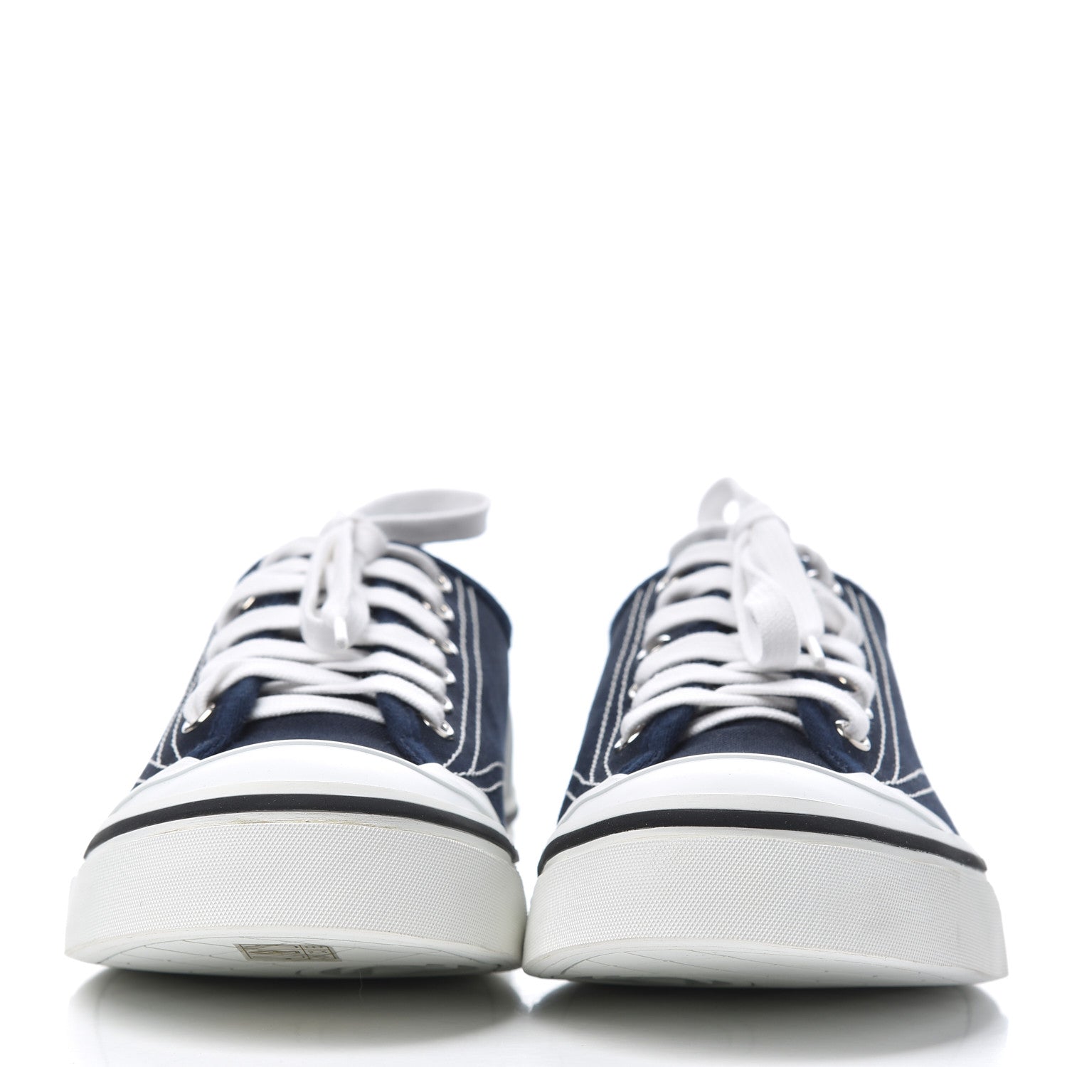 Chanel Fabric Mens Lace Up Cap Toe Sneakers 41 Navy 2 of 9