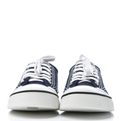 Chanel Fabric Mens Lace Up Cap Toe Sneakers 41 Navy 2 of 9