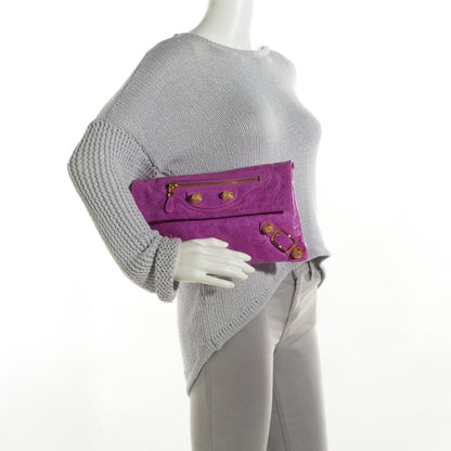Balenciaga Agneau Giant 21 Gold Hardware Envelope Clutch Magenta 2 of 7