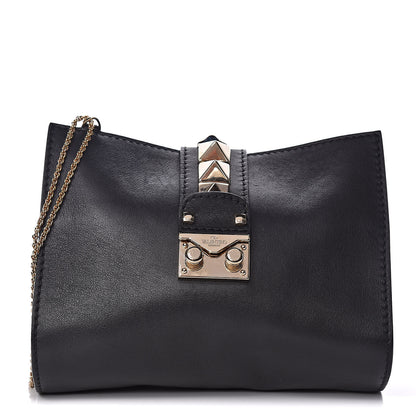 Valentino Garavani Vitello Glam Lock Rockstud Messenger Bag Black 1 of 9