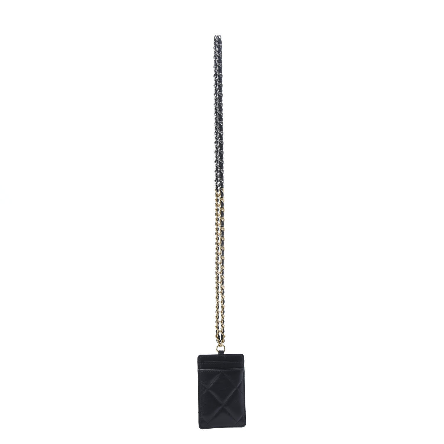 Chanel Shiny Goatskin Quilted Chanel 19 Card Holder On Chain Black 3 of 6