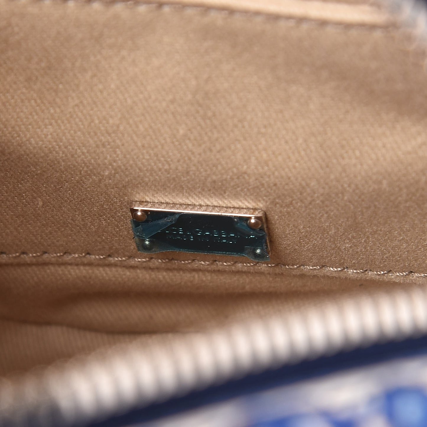 Calfskin Majolica Print Crossbody Blue White