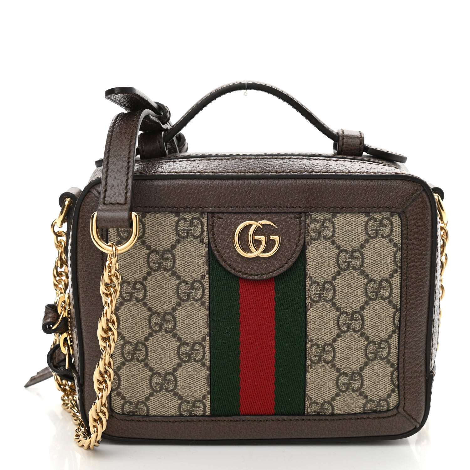 Gucci GG Supreme Monogram Mini Ophidia Top Handle Shoulder Bag Brown 1 of 10
