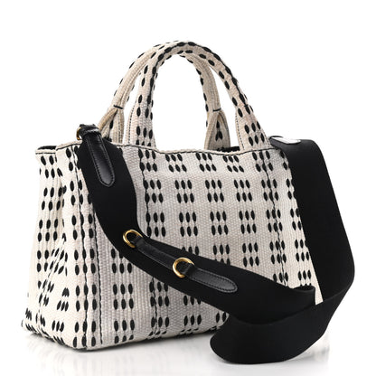 Prada Canapa Woven Tote White Black 3 of 11