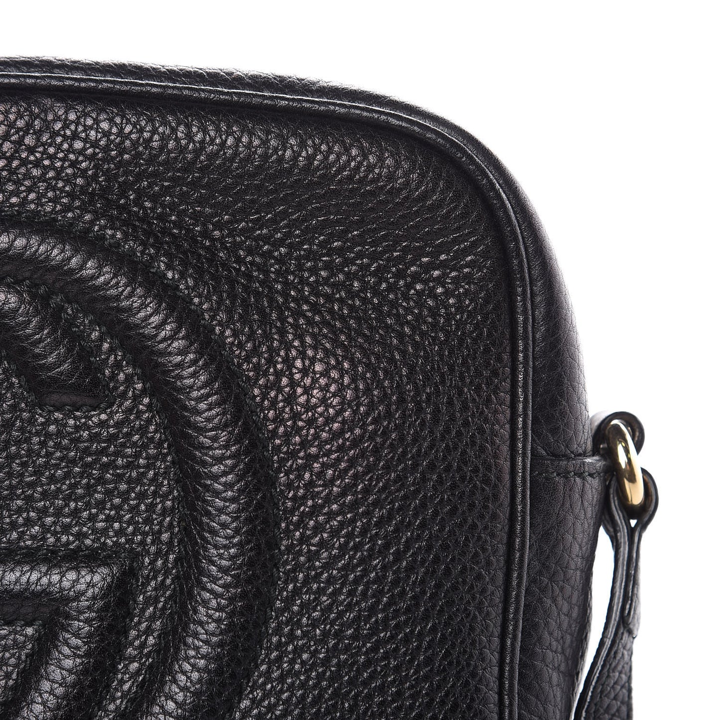 Pebbled Calfskin Small Soho Disco Bag Black