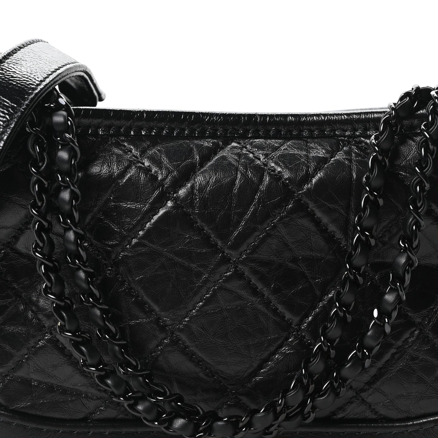 Aged Calfskin Quilted Small Gabrielle Hobo So Black