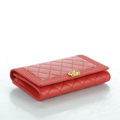 Chanel Lambskin Quilted Boy Wallet On Removable Chain WOC Red 4 of 8