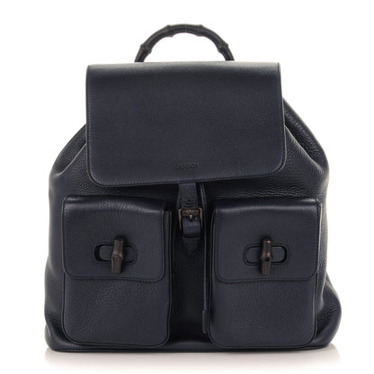Gucci Calfskin Bamboo Medium Backpack Navy Blue 1 of 7