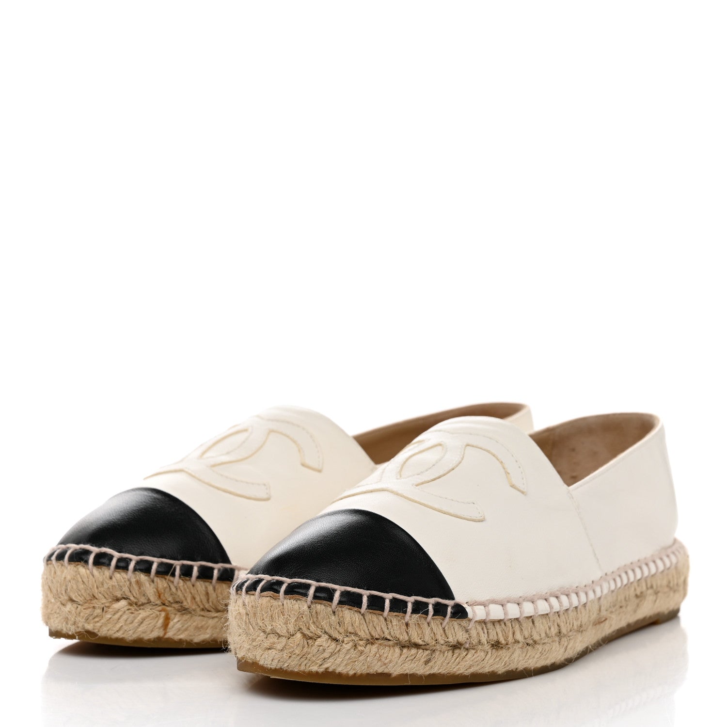 Chanel Lambskin CC Espadrilles 36 White Black 3 of 11