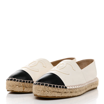 Chanel Lambskin CC Espadrilles 36 White Black 3 of 11