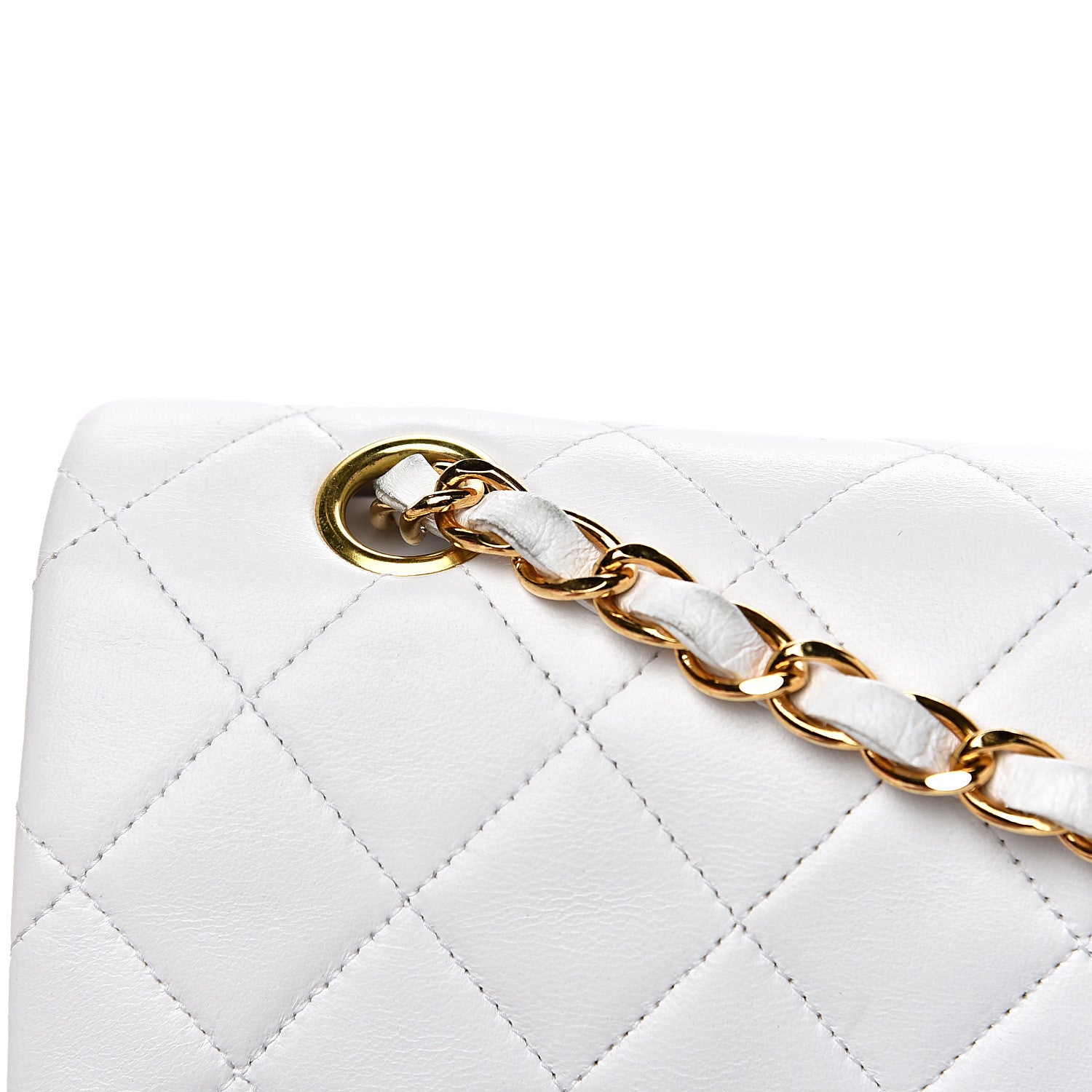 Chanel Lambskin Quilted Medium Double Flap White 15 of 18