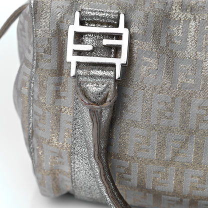 Fendi Metallic Jacquard Zucchino Mini Forever Boston Gold Silver 17 of 41