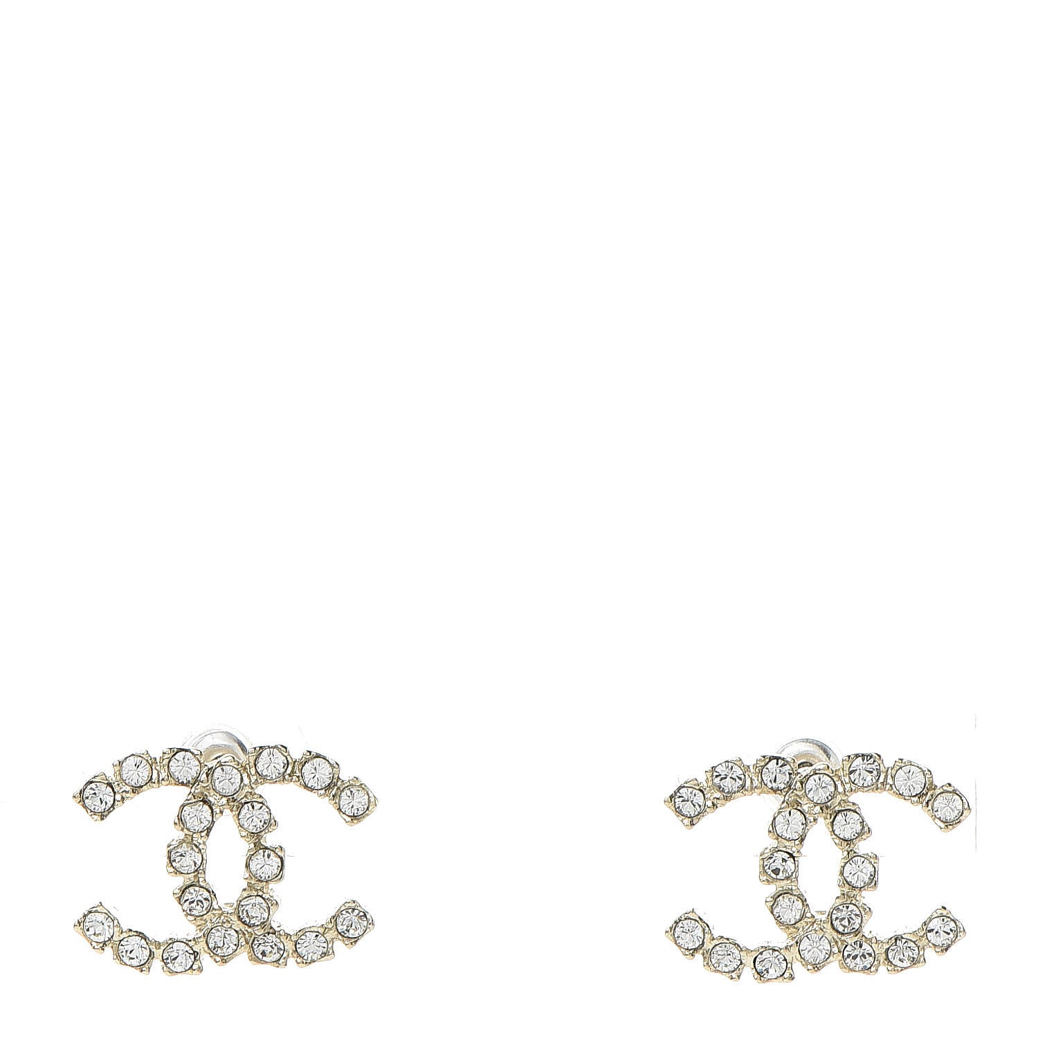 Chanel Crystal CC Earrings Light Gold 1 of 5