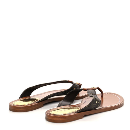 Louis Vuitton Monogram Sunny Flat Thong Sandals 38.5 Brown 4 of 10