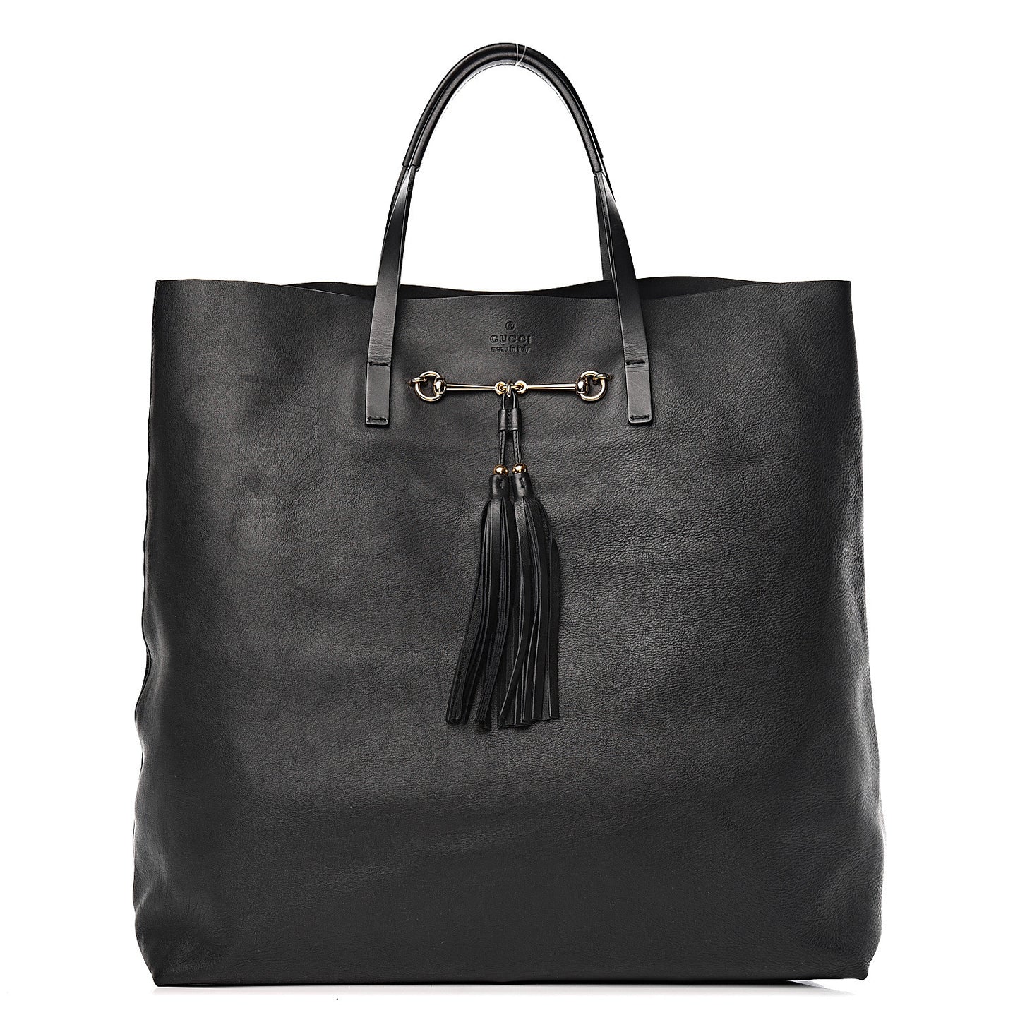 Calfskin Large Horsebit Tote Black