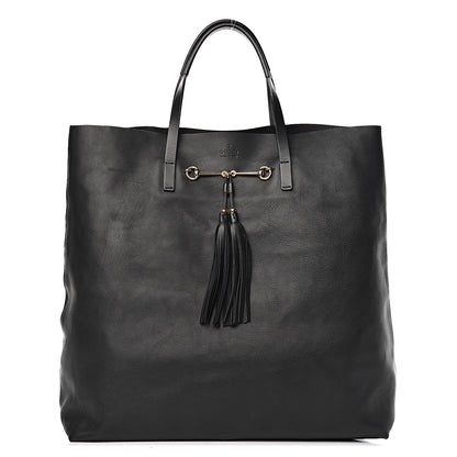 Gucci Calfskin Large Horsebit Tote Black 1 of 10