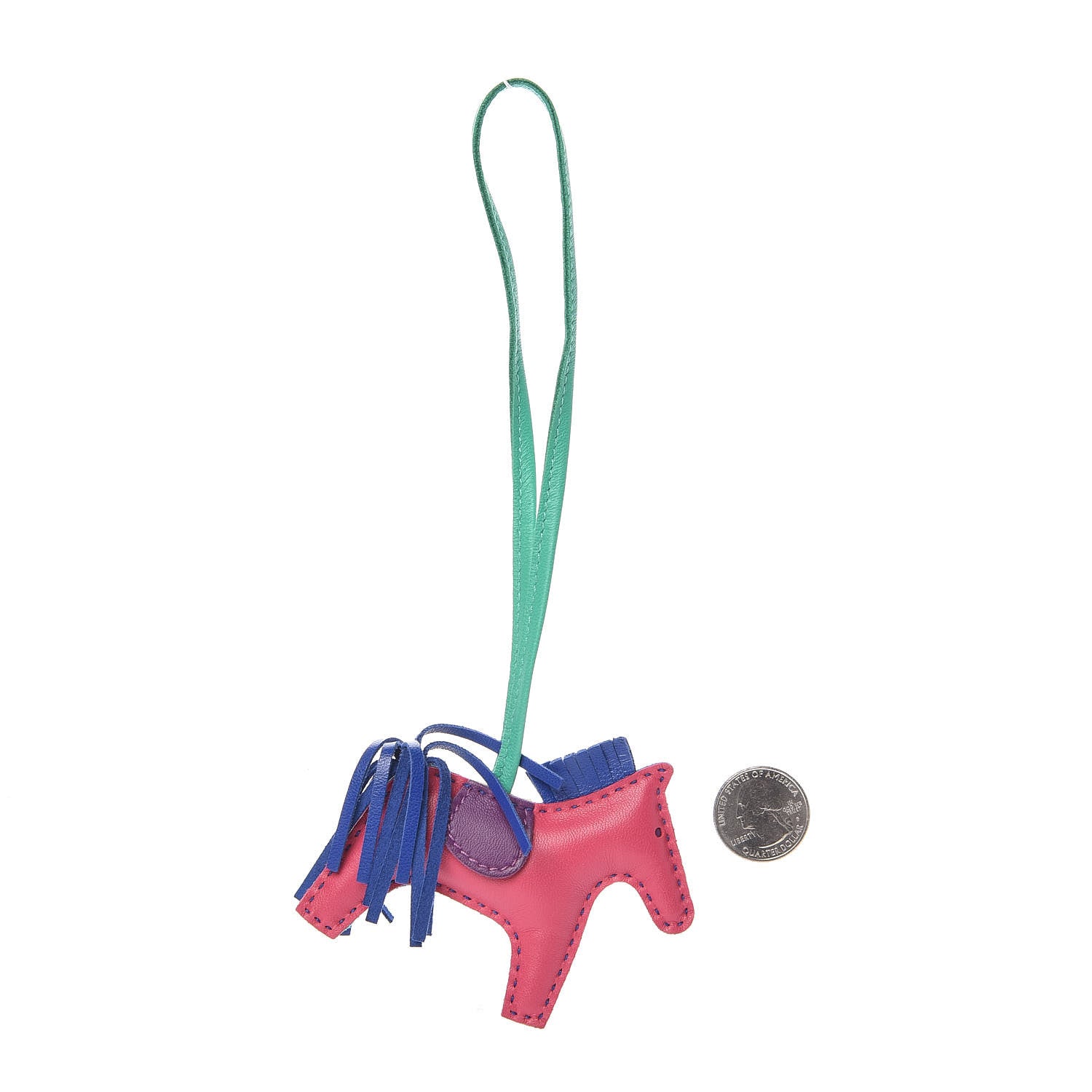Hermes Milo Lambskin Grigri Rodeo Horse Bag Charm PM Rose Shocking Bleu Azteque Bleu Electrique Menthe Soufre Violet 2 of 4