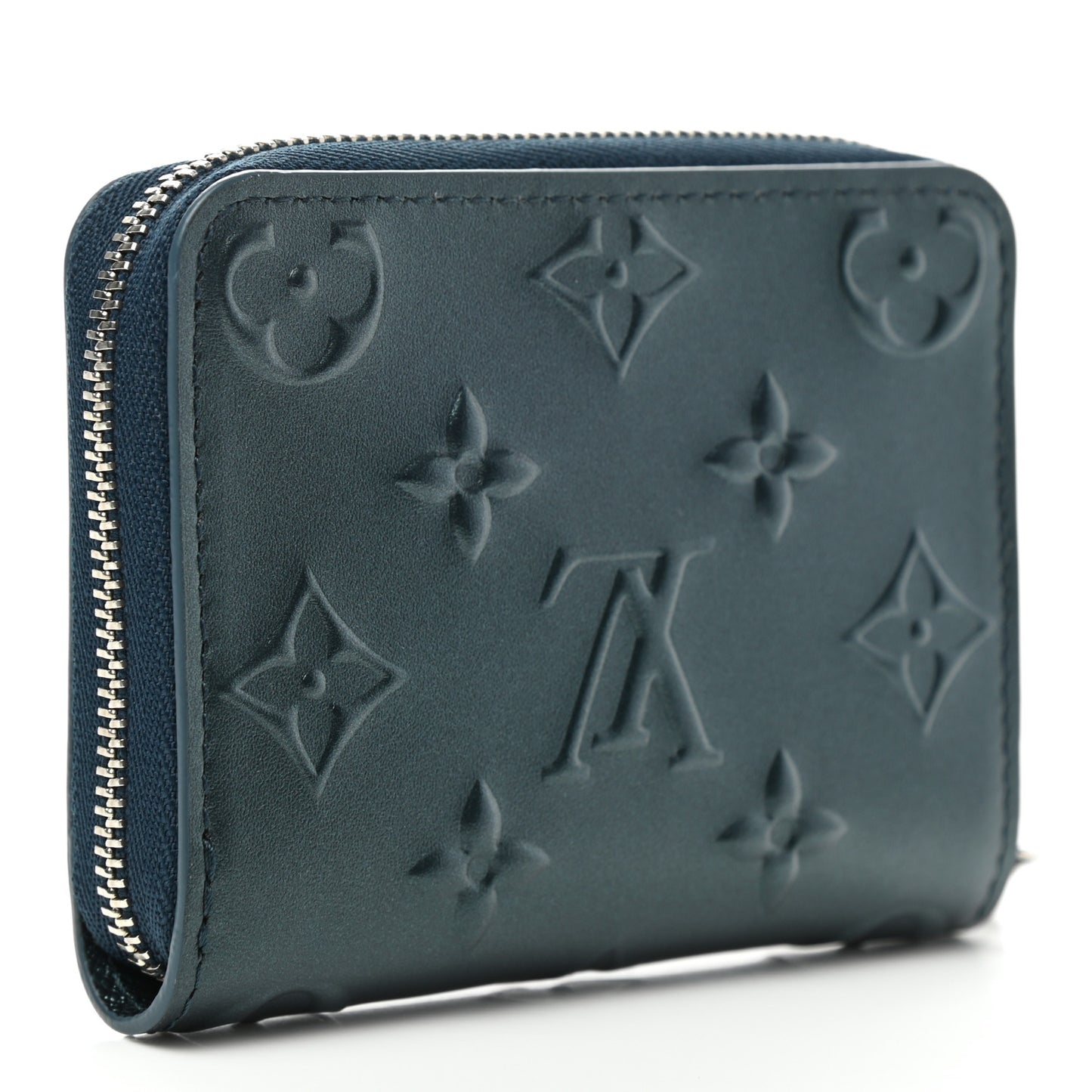 Calfskin Debossed Monogram Zippy Coin Purse Blue