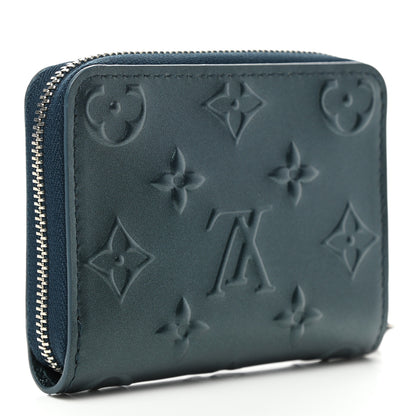 Louis Vuitton Calfskin Debossed Monogram Zippy Coin Purse Blue 3 of 6