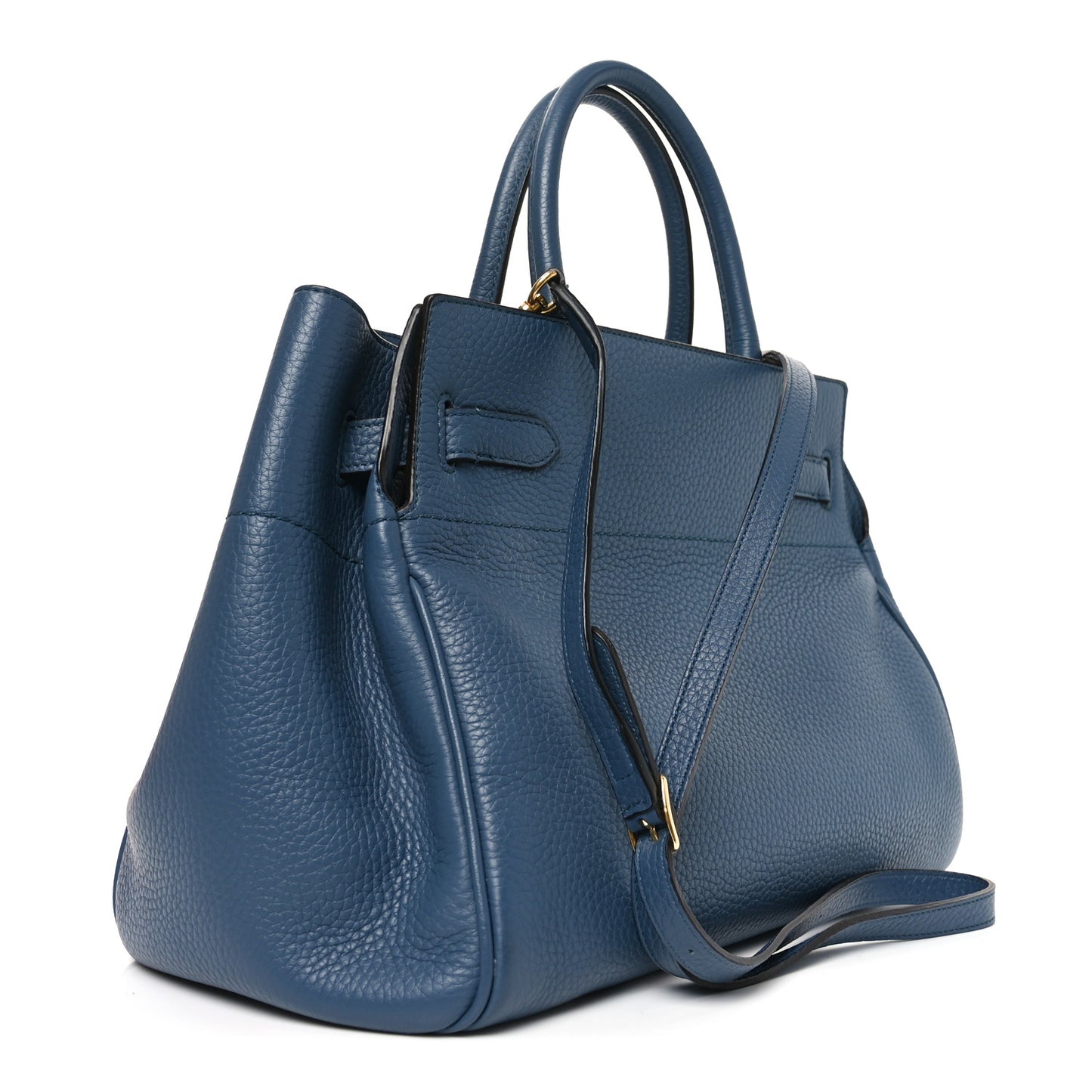 Classic Grain Calfskin Belted Bayswater Tote Blue