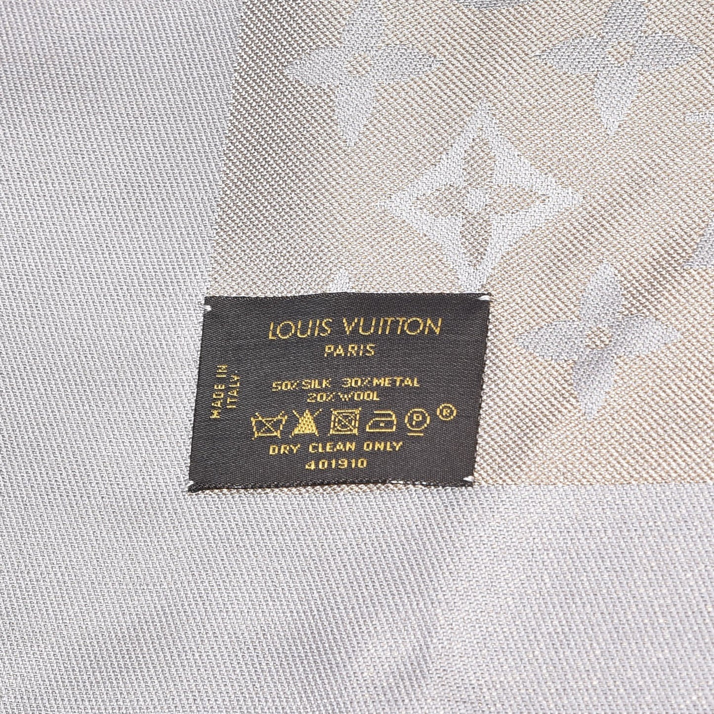 Silk Wool Monogram Shine Shawl Dune