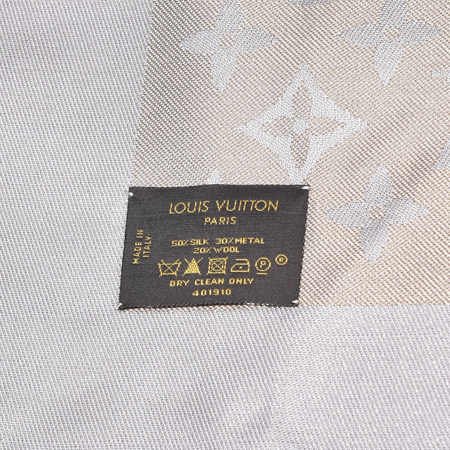 Louis Vuitton Silk Wool Monogram Shine Shawl Dune 4 of 4