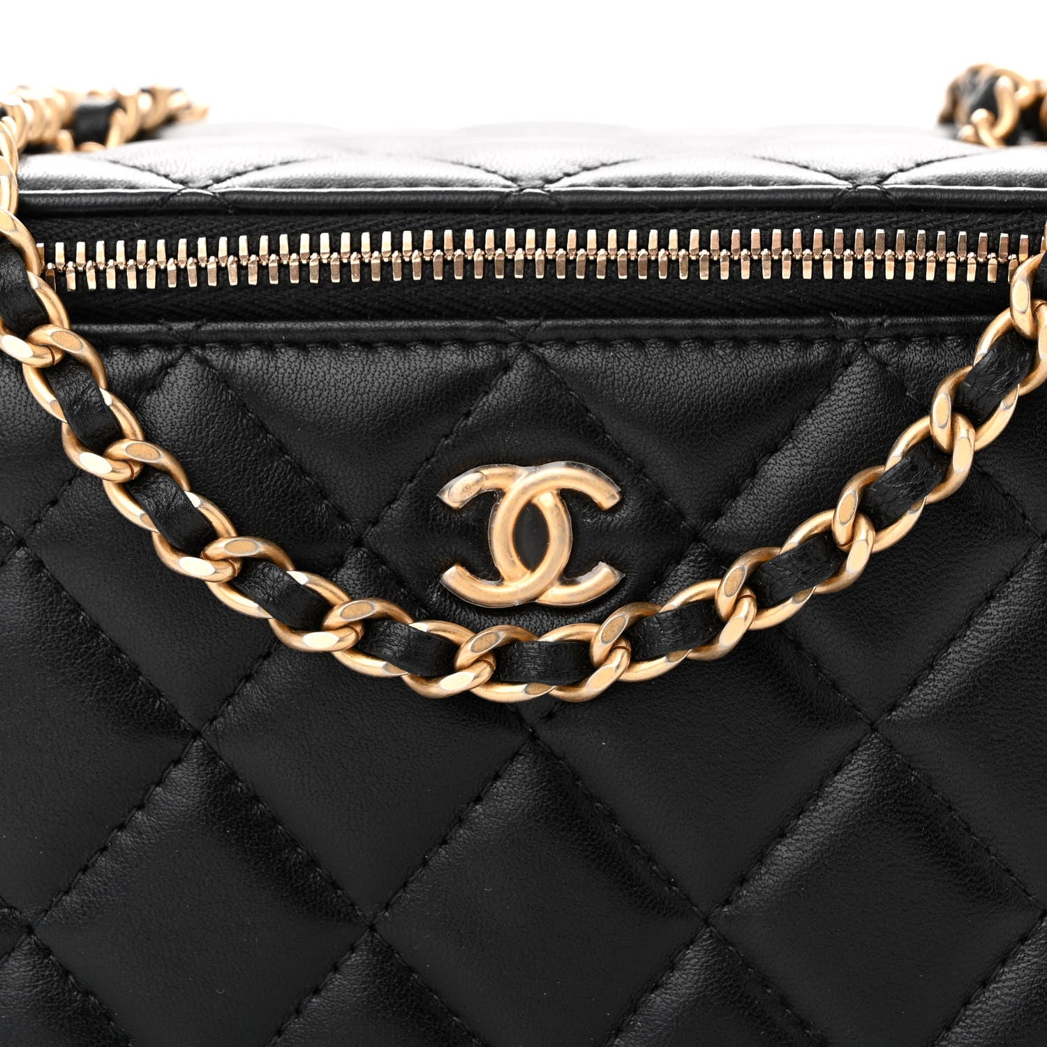 Chanel Lambskin Quilted Small Pearl Crush Vanity Case With Chain Black 8 of 11