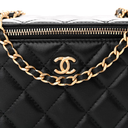 Chanel Lambskin Quilted Small Pearl Crush Vanity Case With Chain Black 8 of 11