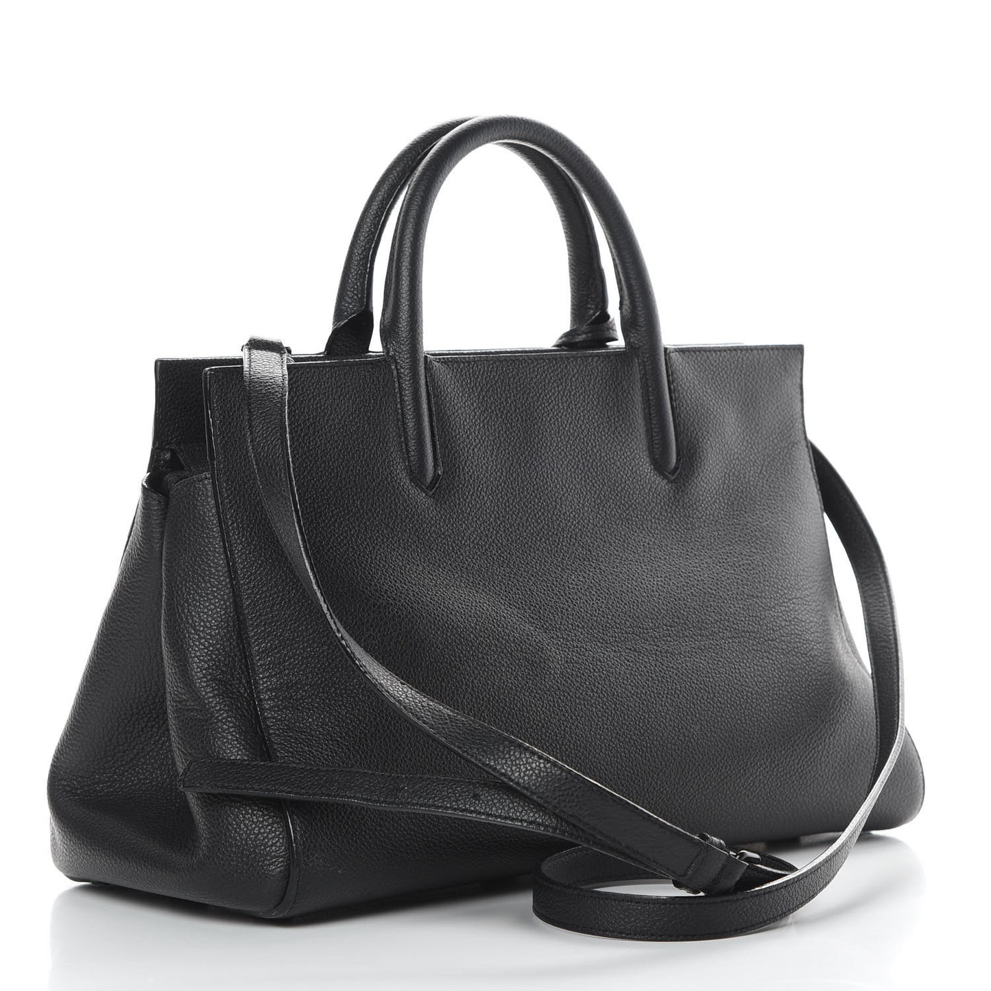 Grained Calfskin Small Cabas Rive Gauche Black