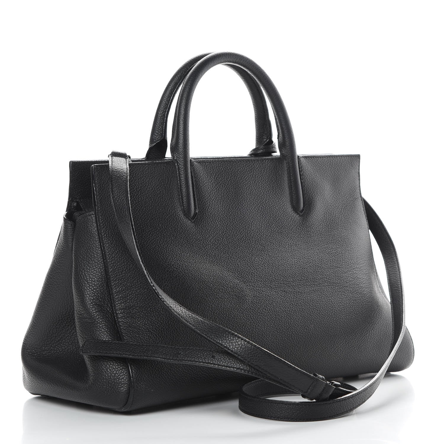 Saint Laurent Grained Calfskin Small Cabas Rive Gauche Black 3 of 14