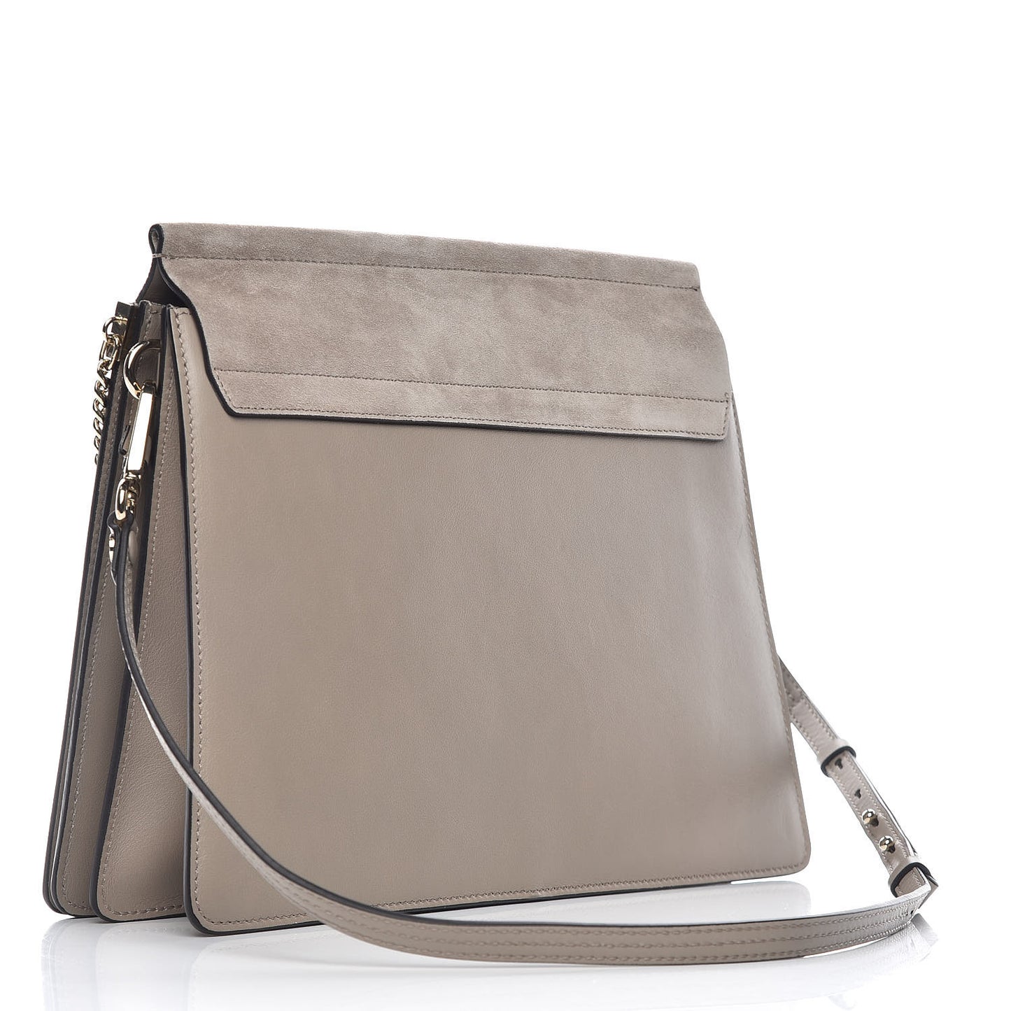 Calfskin Suede Medium Faye Shoulder Bag Motty Grey