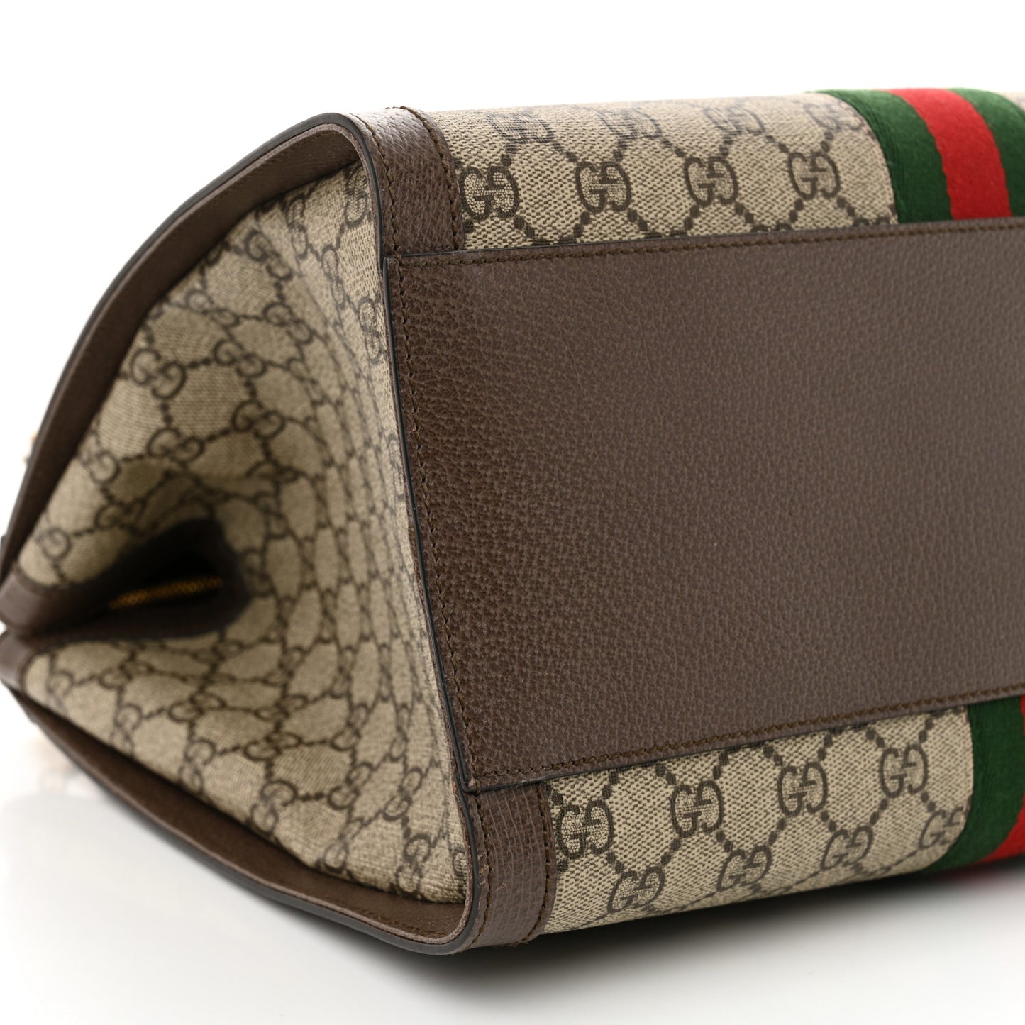 GG Supreme Monogram Web Medium Ophidia Tote Bag Brown