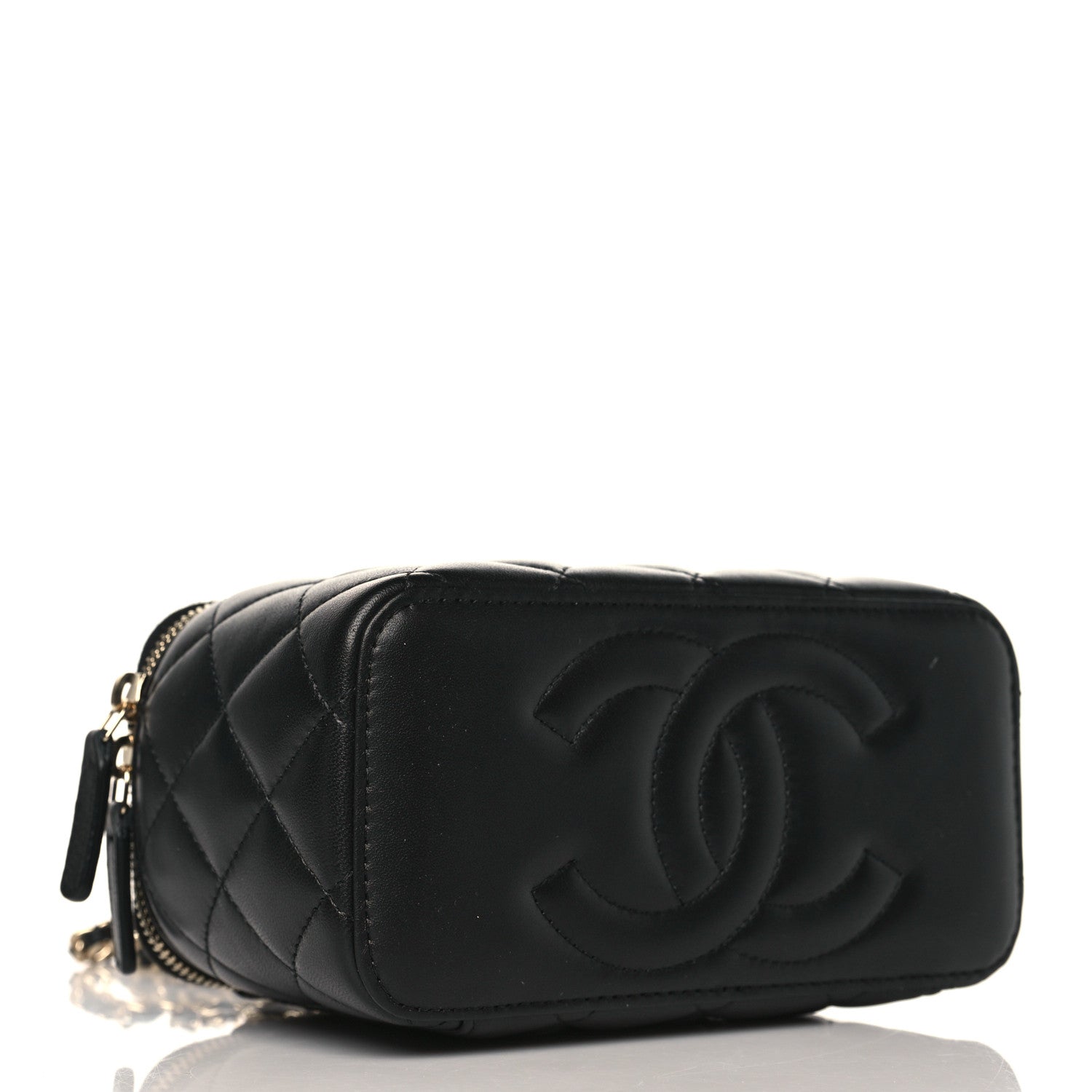 Chanel Lambskin Quilted Small Pearl Crush Vanity Case With Chain Black 4 of 10