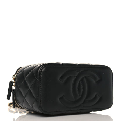 Chanel Lambskin Quilted Small Pearl Crush Vanity Case With Chain Black 4 of 10