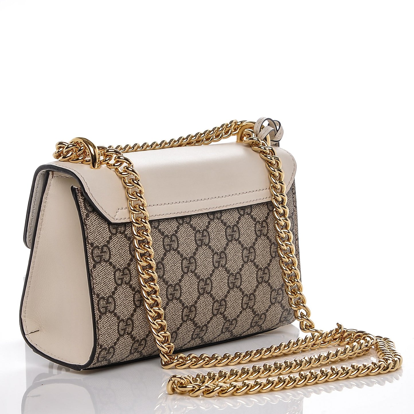 GG Supreme Monogram Studded Small Padlock Shoulder Bag White