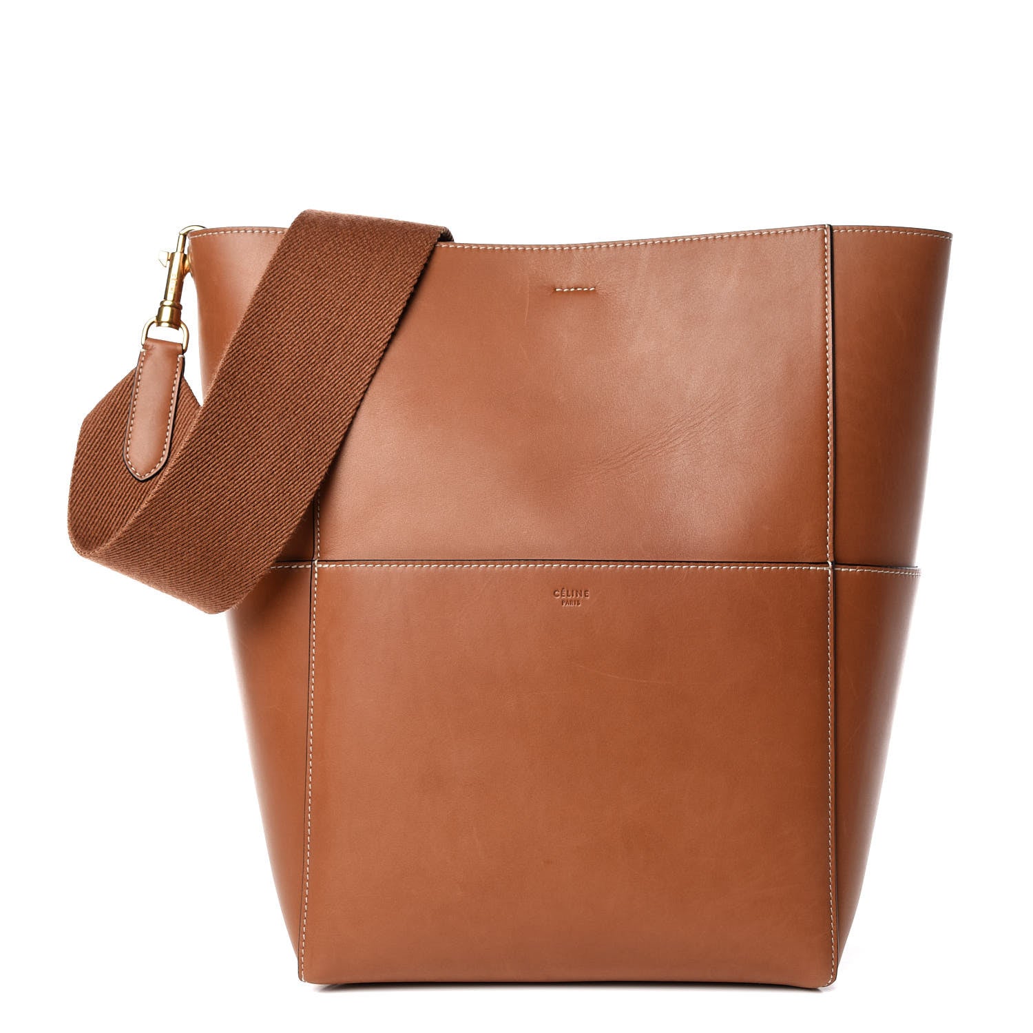 Celine Natural Calfskin Sangle Bucket Bag Tan 1 of 8