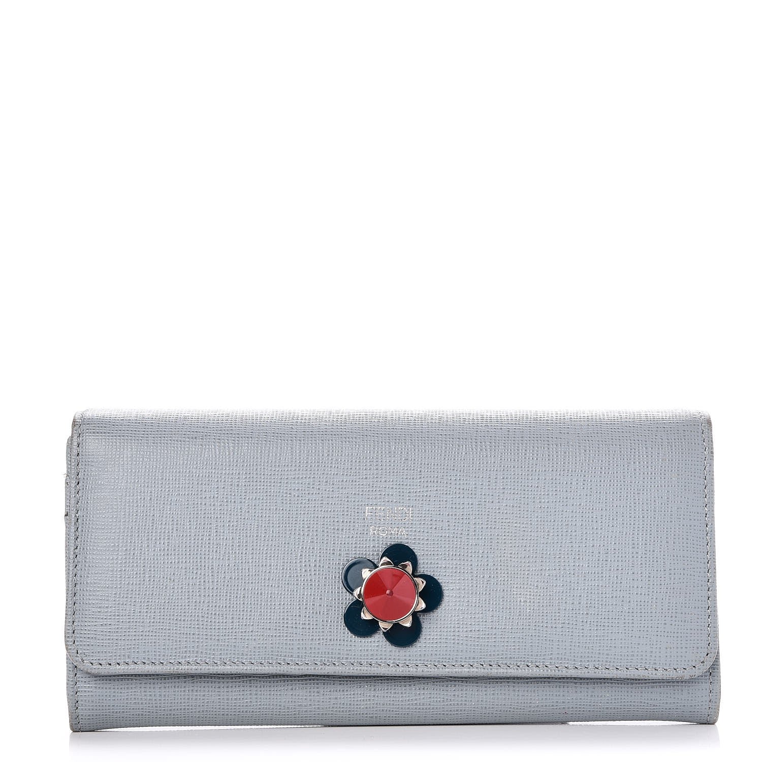 Fendi Vitello Elite Flowerland Continental Wallet Blue 1 of 7