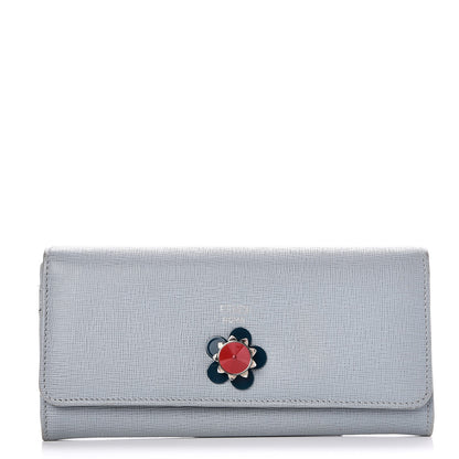 Fendi Vitello Elite Flowerland Continental Wallet Blue 1 of 7