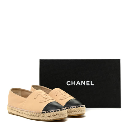 Chanel Lambskin CC Espadrilles 37 Beige Black 13 of 13