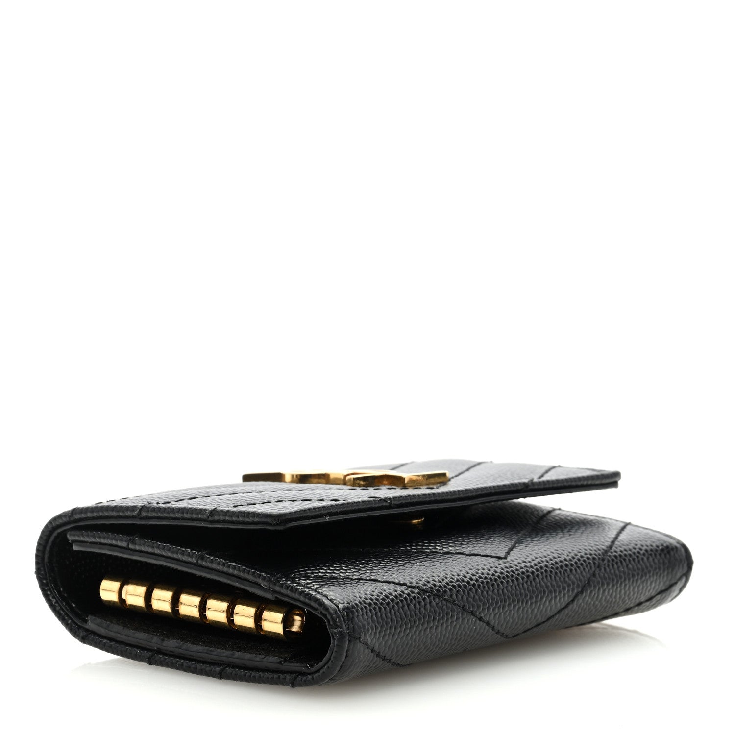 Saint Laurent Grain de Poudre Matelasse Cassandre Monogram Slim Key Case Black 4 of 6