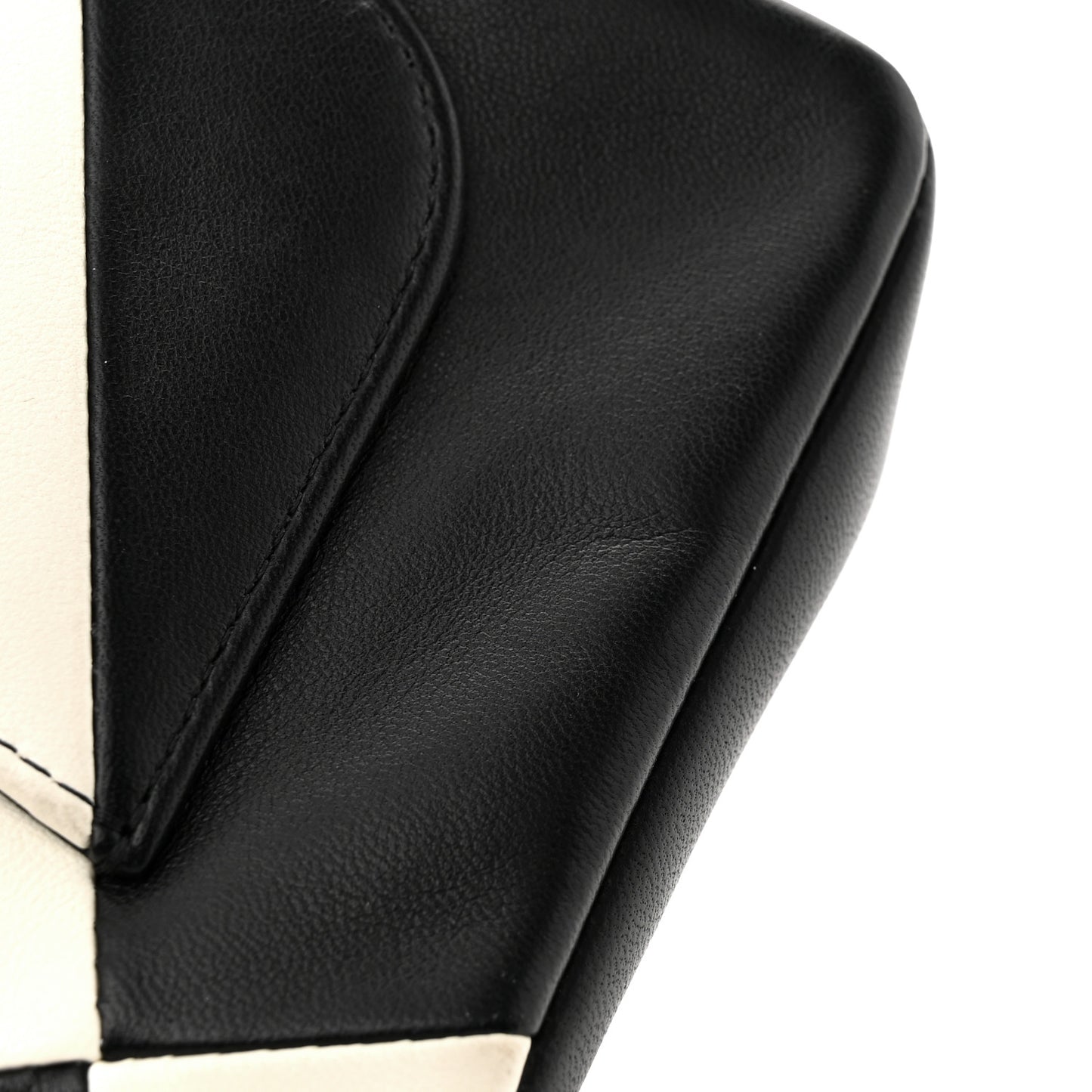 Lambskin Geometric Patchwork Mini Flap Black White